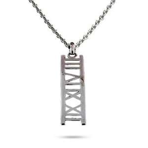 Sterling Silver Roman Numeral Bar Pendant Length 16 inches (Lengths 16 