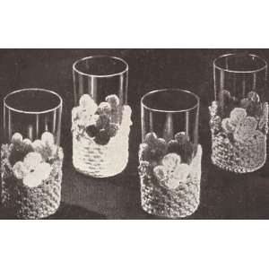 com Vintage Crochet PATTERN to make   Flowers Glass Jackets Coasters 