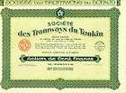 Indochine Bond/Share Societe Des Tramways Du Tonkin 1901