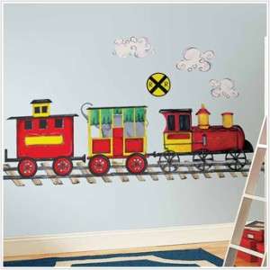 New GIANT TRAIN WALL DECAL MURAL Boys Room Trains Stickers Nursery 
