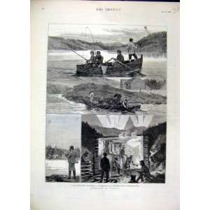  Sketches Norway 1881 Fly Fishing Picnic Fisherman Shed 