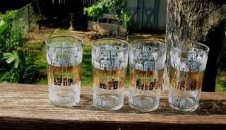 RETO GLASSES LOT OF 4 TOWNHOUSES BLUE AND GOLD NEAT   