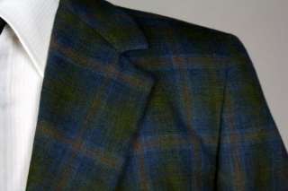 Vintage 60s Towncraft Penneys Green Plaid Wool Blazer/Jacket 40 S 