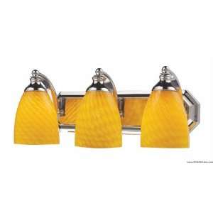  3 Light Vanity In Polished Chrome And Canary Glass