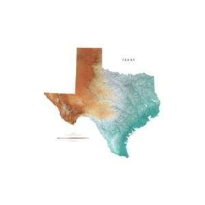  Texas Topographic Wall Map by Raven Maps, Print on Paper 