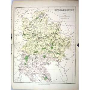  Philip Antique Map 1885 Bedfordshire Bedford Ampthill 