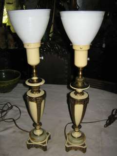 ART DECO REMBRANDT TORCH GLASS SHADE MANTEL LAMPS  