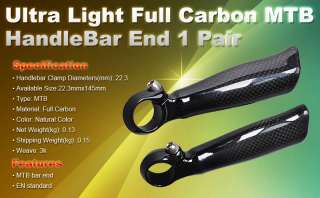 Ultra Light Full Carbon MTB HandleBar End 1 Pair TORAY Fiber  