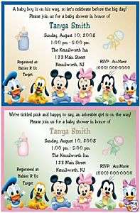 Disney Baby Shower Invitations Mickey Minnie Mouse  