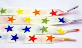  COLOR STARS STRING SHOELACES LENGTH 38 INCHES WIDE 0.5 INCH TOP 