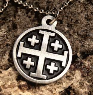 Jerusalem Crusaders Christian Cross Pewter Pendant  