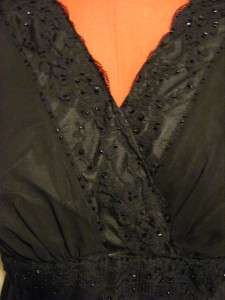 New $60 BAHARI black chiffon lace beaded formal top  