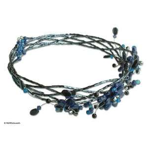  Lapis lazuli choker, Three Blue Blossoms Jewelry