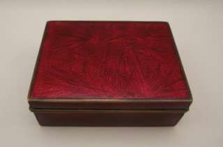 Antique S. Inaba Cloisonne Box Kyoto Tokyo Japan Red Palms  
