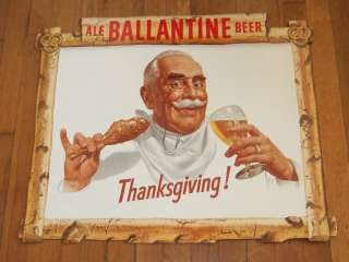1948 Ballantine Beer & Ale Cardboard Sign~21x26~MINT  