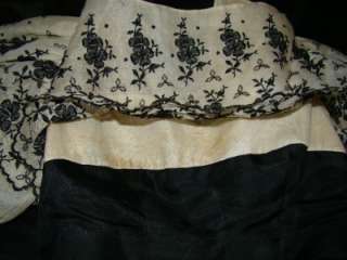 Vtg 50s Black & White Eyelit FRED PERLBERG Party Dress  