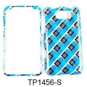  CELL PHONE CASE COVER FOR HTC TITAN TRANS BLUE BLACK PLAID 