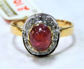 14 cts solid gold diamond Ring genuine Kabul Ruby jewelry  