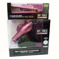 Hot Tools Pink Titanium Combo Set 1600 Watts Hair Dryer & 450F 1 Flat 