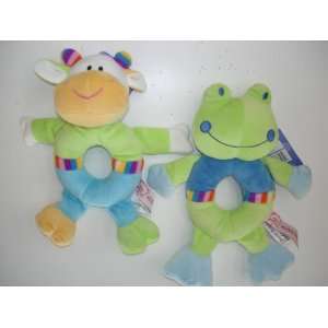  Baby Plush Ring Rattle   Froggy and Cow, 2 Pcs/set Baby