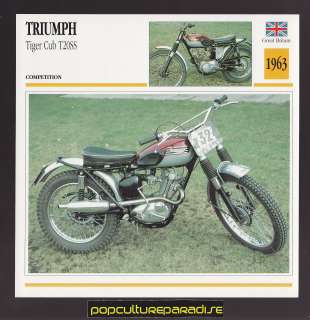1963 TRIUMPH TIGER CUB T20SS British MOTORCYCLE ATLAS PHOTO CARD 