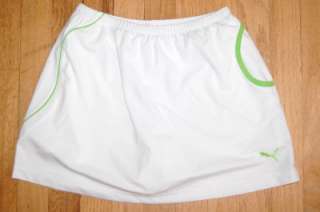 nwt girls PUMA white TENNIS SKIRT green trim skort XL  