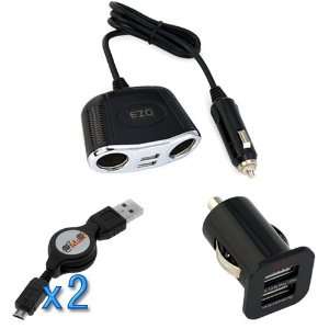 Port Car Cigarette Lighter Socket+2 USB Port 2A + EZOPower 2 Port 