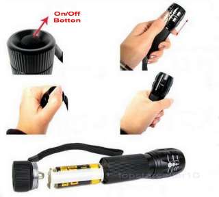 Adjustable Focus Torch Zoom Flashlight CREE LED + Batte  
