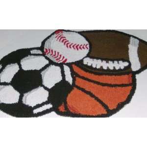  Sport Balls Throw Accent Rug Football Basketball Baseball 