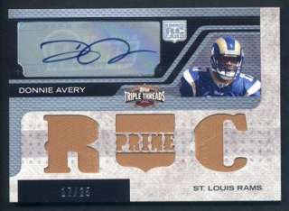 2008 Triple Threads Donnie Avery Rc Rookie Auto Prime Jersey Patch 17 