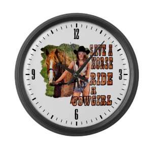  Large Wall Clock Country Western Lady Save A Horse Ride A 