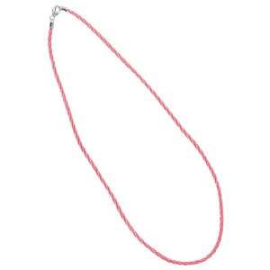   Silver Pink Silky Rope Cord Necklace 2mm Thick Lobster Clasp Jewelry