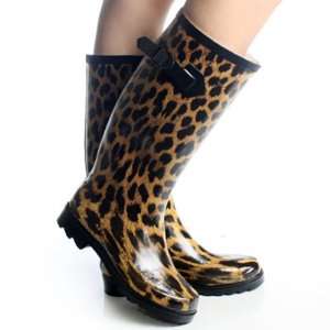   Leopard Rain Comfort Ladies Mid Calf Boots Footwear 