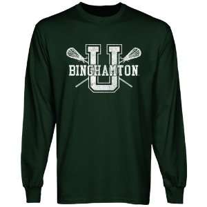 Binghamton Bearcats Crossed Sticks Long Sleeve T Shirt   Green  