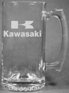 Personalized Kawasaki Etched / Engraved Glass Beer Mug 25oz  