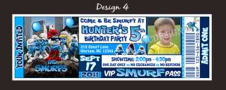The SMURFS MOVIE BIRTHDAY PARTY TICKET INVITATIONS  