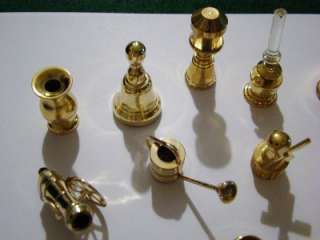 LOT OF 15 VINTAGE BRASS DOLLHOUSE~SHADOW BOX MINIATURES ~ NEW  