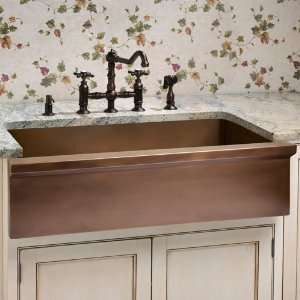   Single Bowl Copper Farmhouse Sink   Antique Copper