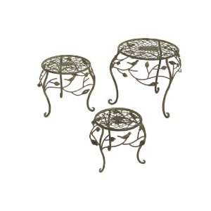  Birds&Leaves Plant Stand Set/3 Metal Dimensions 11 3/4 X 