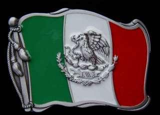 MEXICAN FLAG BELT BUCKLE BUCKLES PEWTER NEW  