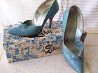 spiky slate blue DeLiso pumps with box 1950s 6