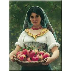 Girl with Pomegranates 12x16 Streched Canvas Art by Blaas, Eugene de