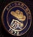 1972 Aksarben Ak Sar Ben Membership Pin Omaha Nebraska