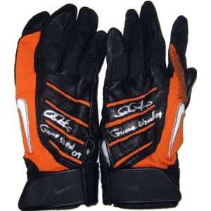   Black / Orange Batting Gloves   Autographed MLB Gloves Everything