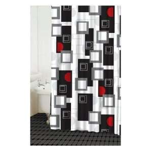Red and Black Urban Beat Fabric Shower Curtain 