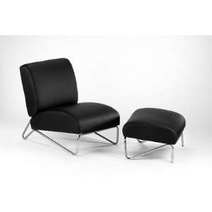    Easy Rider Chair and Ottoman in Black Vinyl Furniture & Decor