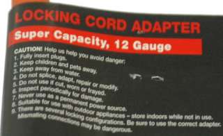 Carol Locking Cord adapter. 3 Conductor Grounded.  