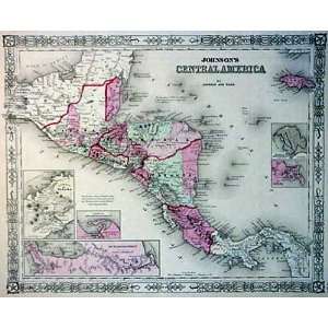    Johnson 1864 Antique Map of Central America