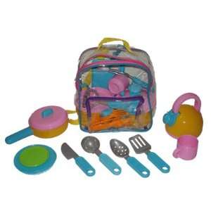  Pots and Pans Cooking Kitchen Set in a Backpack Toys 