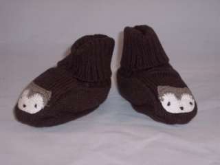 NWT Janie Jack Baby Snowy Owl Booties Knit Shoes New  